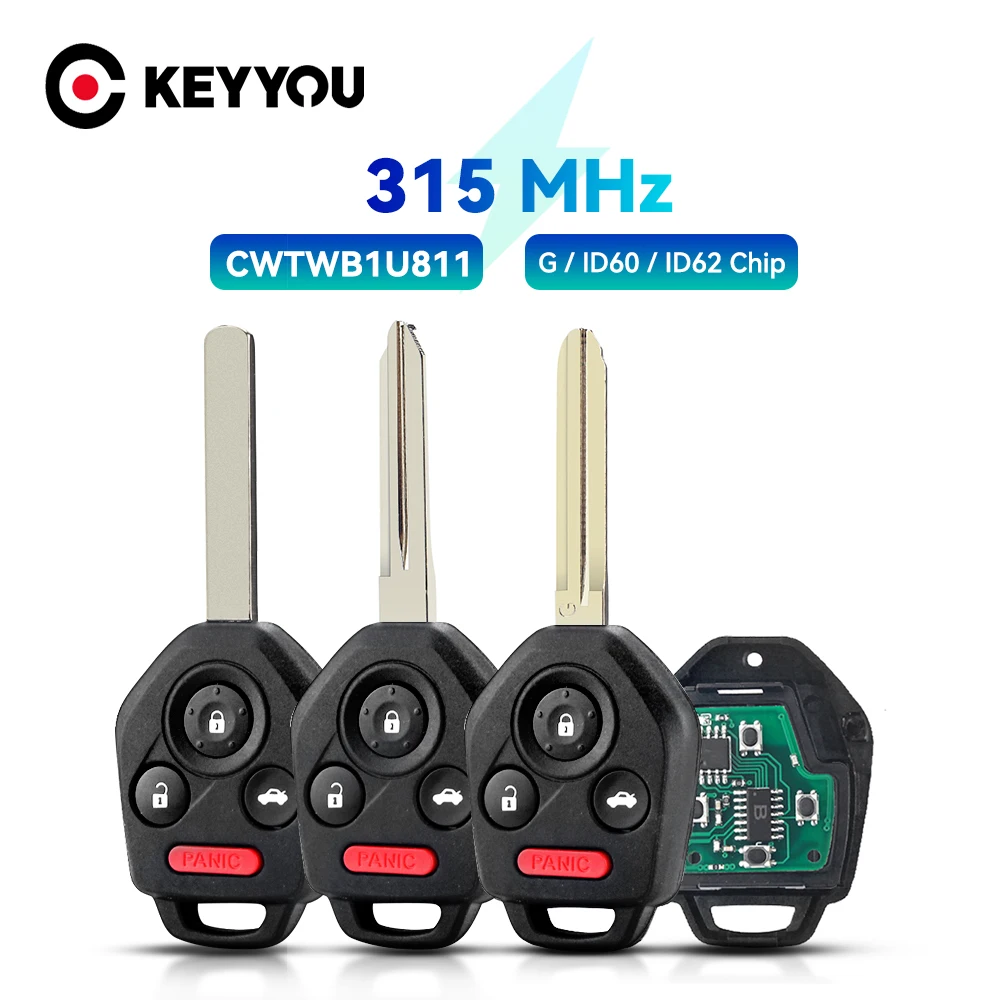 

KEYYOU 4 Buttons 315MHz Remote Key For Subaru Outback Legacy Forester Impreza Tribeca Fob 4D60/ 4D62/ G Chip CWTWB1U811