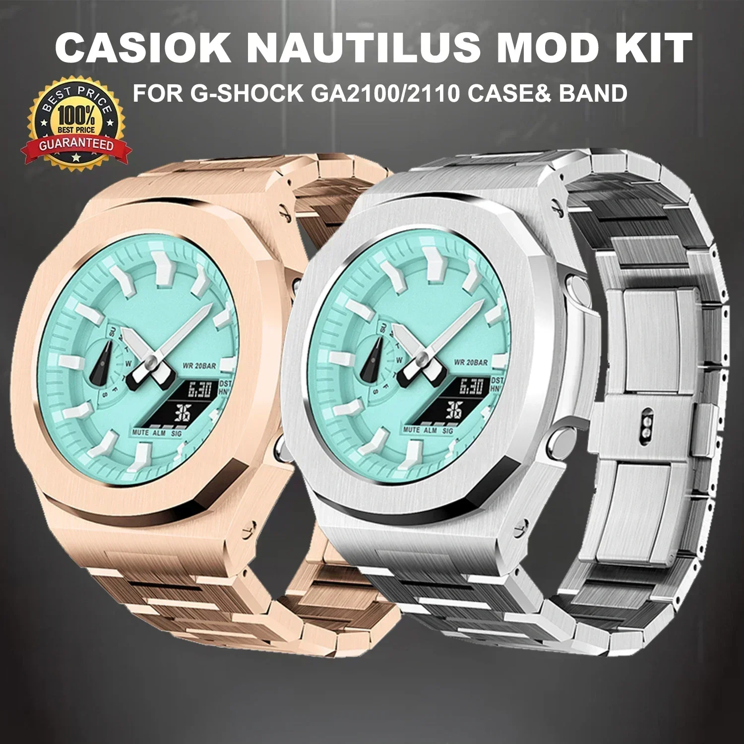 Luxury For Casioak Modification Kit GA2100 Nautilus Metal Bezel Mod Kit Stainless Steel Case metal Strap for GA 2110 Accessories