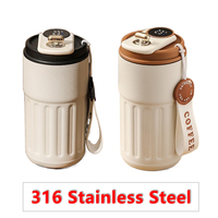 450ml Thermos Bottle Smart Display Temperature Vacuum Cup Office Coffee Cup Business Portable 316 Stainless Steel Thermal Mug