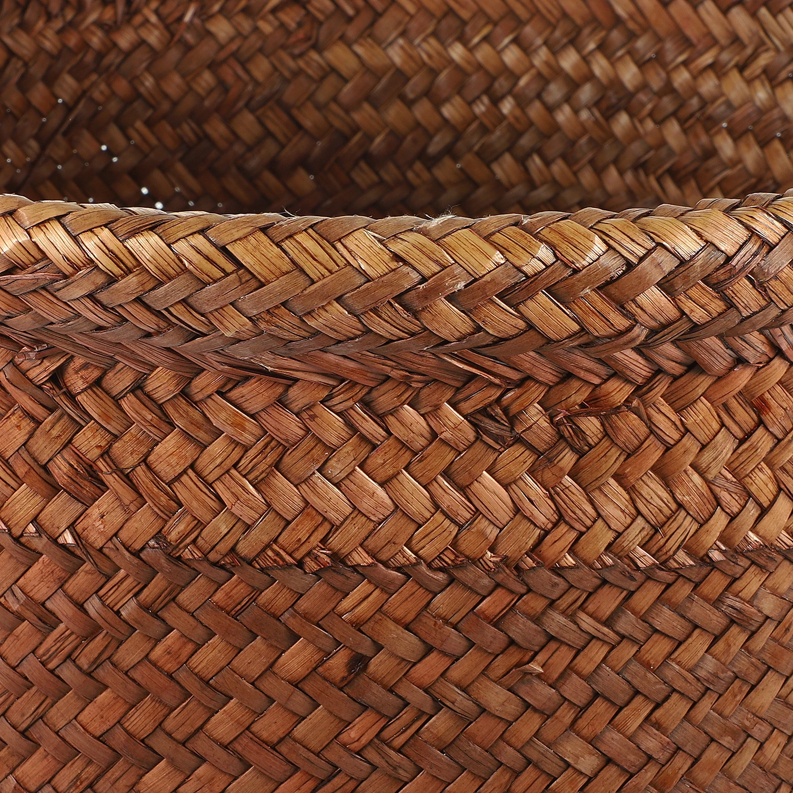 

Straw Woven Storage Basket Trash Can Coffee Color Medium Size Waste Paper Bin Home Office Garbage Container Retro Design Safe