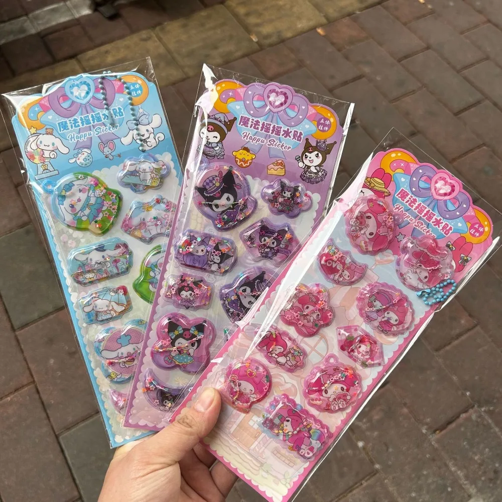 Kawaii Sanrio 3D Shake autocollant pour écolier papeterie Kuromi ma mélodie point autocollants cahier journal manuel décoration