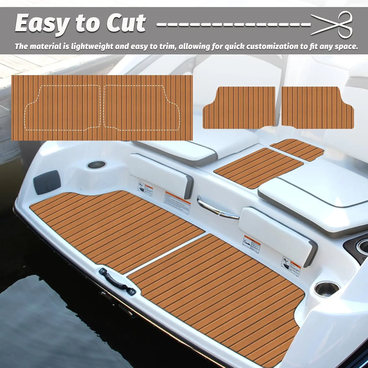 2400x45cm Marine EVA Foam Boat Flooring Pad Self Adhesive Non-Slip Faux Teak Decking Sheet Pad for Boat Yacht Jet Ski Deck Mat - view 5