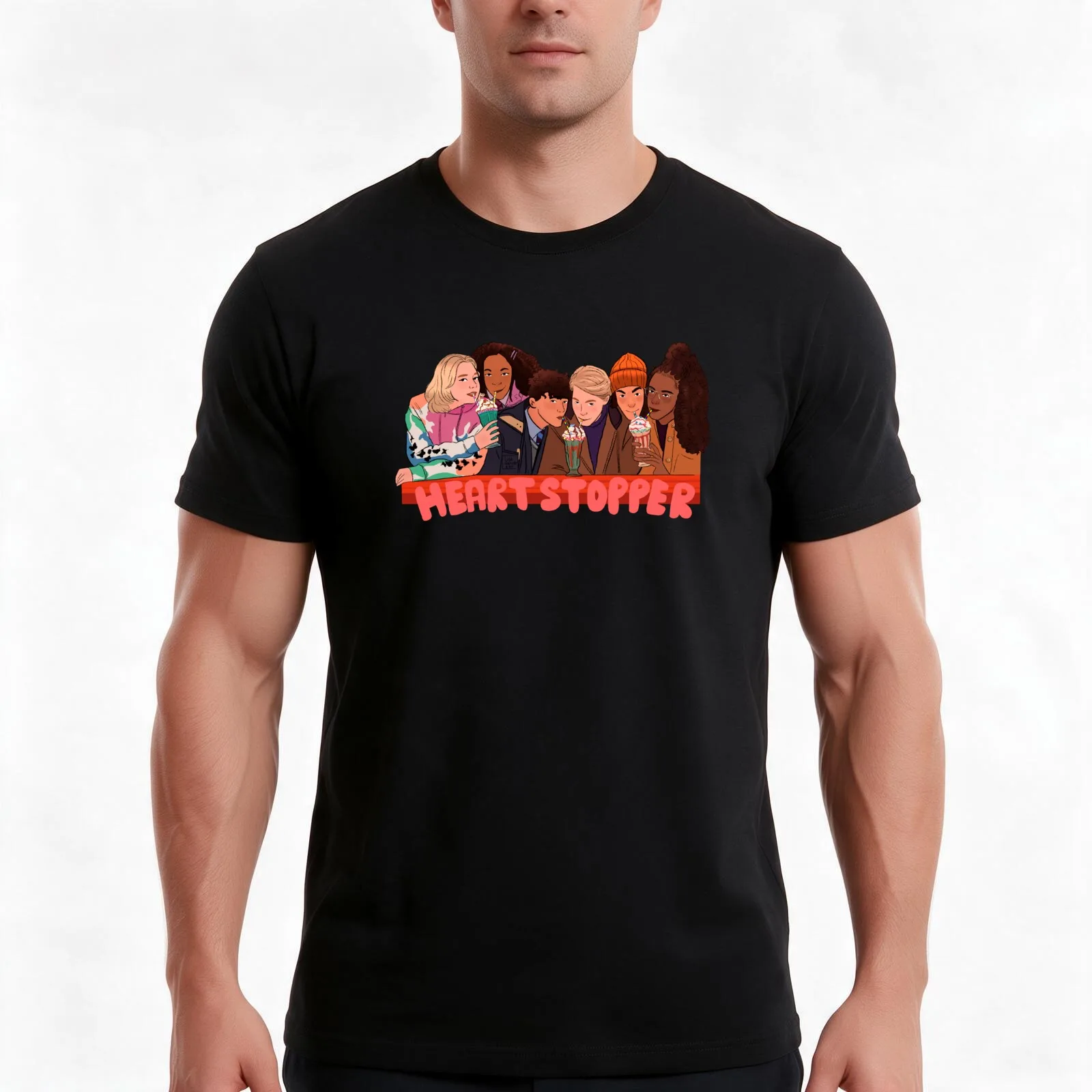 Heartstopper Milkshake Triple Date - Show Title T-Shirt, Summer Casual Cotton Tee, Oversized Streetwear Tops, Unisex Men Women