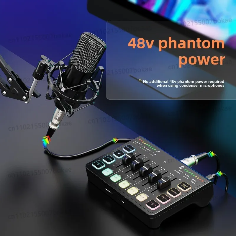 USB sound card - Game live streaming, recording and singing dedicated English version - Supports mobile phones and computers
