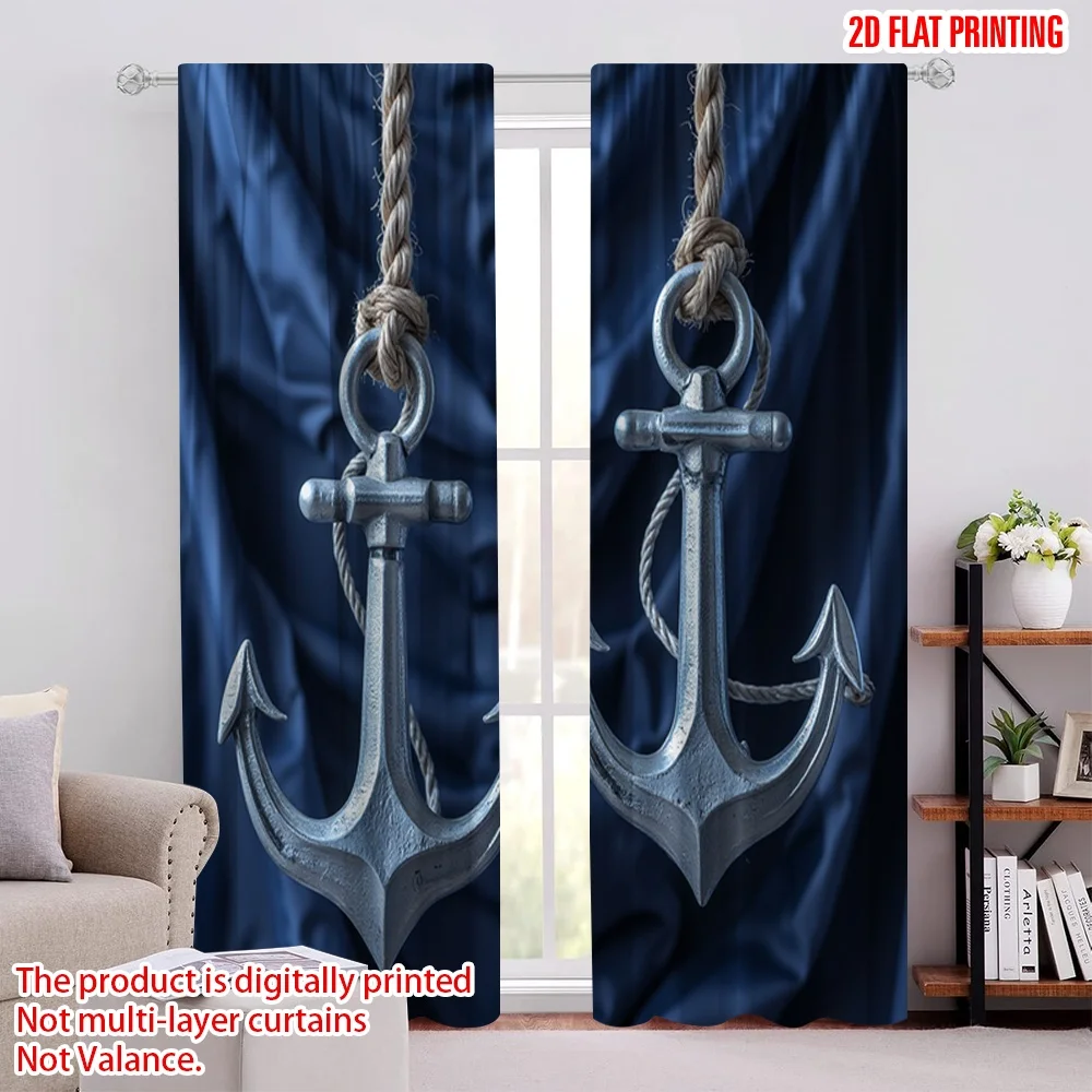 

2pcs 2D flat printing Drapes Anchor Durable Polyester,Without Electricity summer party decorations for Home Decor