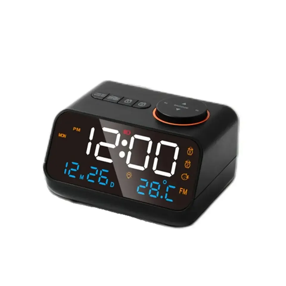 Led Digital Alarm Clock Fm Function Dimming Meter Radio With Rechargeable Snooze Temperature Humidity