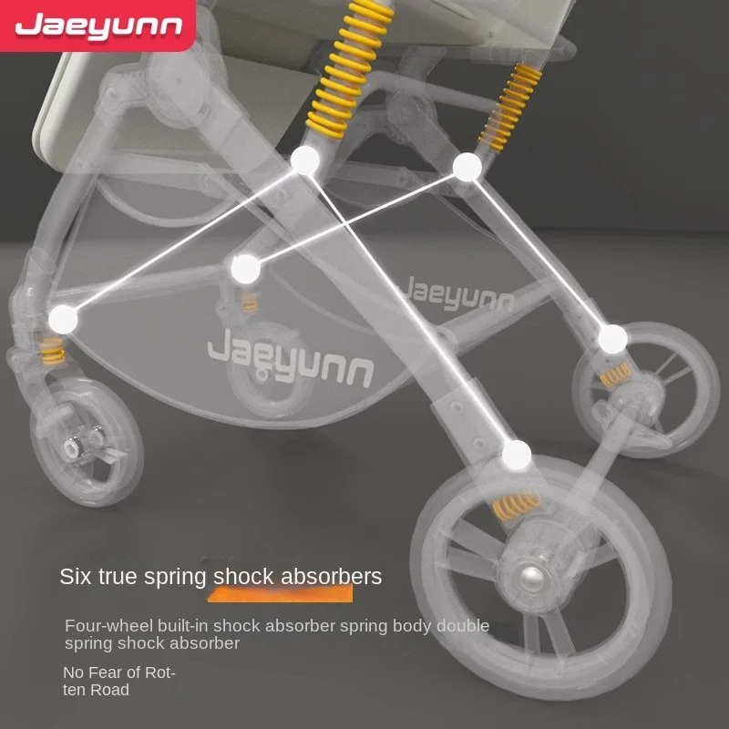 Kinderwagen High Landscape kann sitzen und liegen Leichter, zusammenklappbarer Zwei-Wege-Push-Kinderwagen mit vier Rädern und Stoßdämpfung