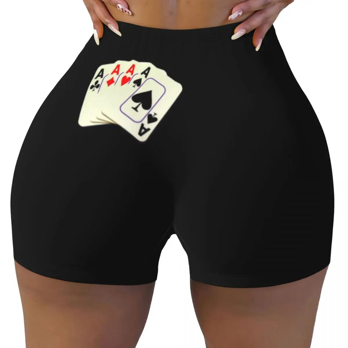 Custom Ace Of Cards Dress Workout Shorts Women Fashion Poker Card Game Gym Volleyball Running Yoga Shorts