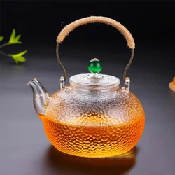 Glass Teapot High Temperature Resistant Tea Set Handmade Hammered Texture Flower Teapot With Handle To Make Teapot Gaiwan Pu Erh