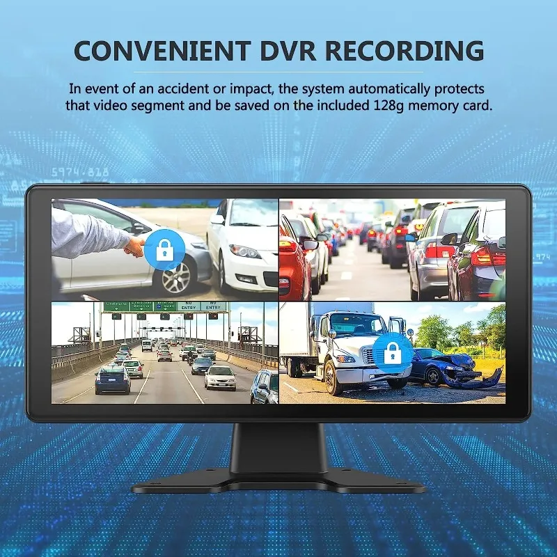 

10.36 Inch 4 Channels Split Screen Car MP4 DVR Recorder Monitor AHD Front Rear Backup Camera for Truck/Bus/Trailer/RVs