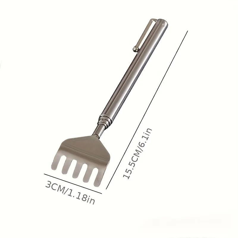 Practical Telescopic Pocket Scratching Massage Kit Stainless Steel Scratcher Handy Pen Clip Back Scratcher Relax Back Massager