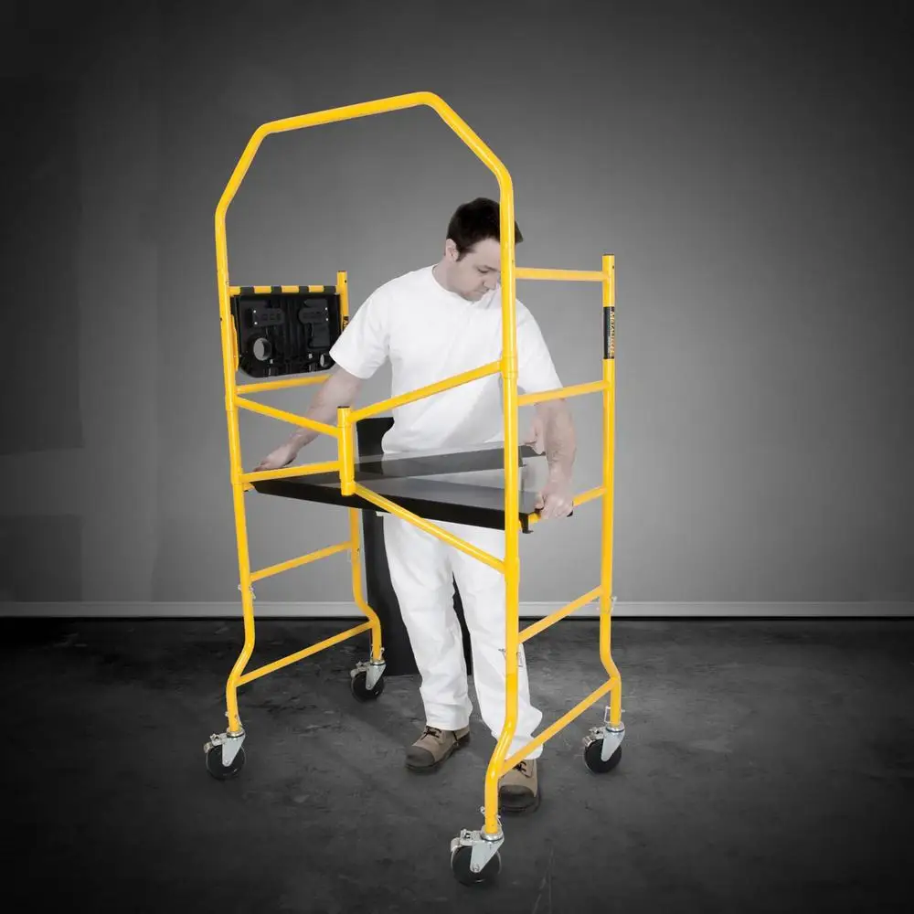 Rollend steigerplatform Verstelbaar opvouwbaar ontwerp 5" vergrendelbare wielen Mobiele verhoogde ladder Rolling Cart Constructie