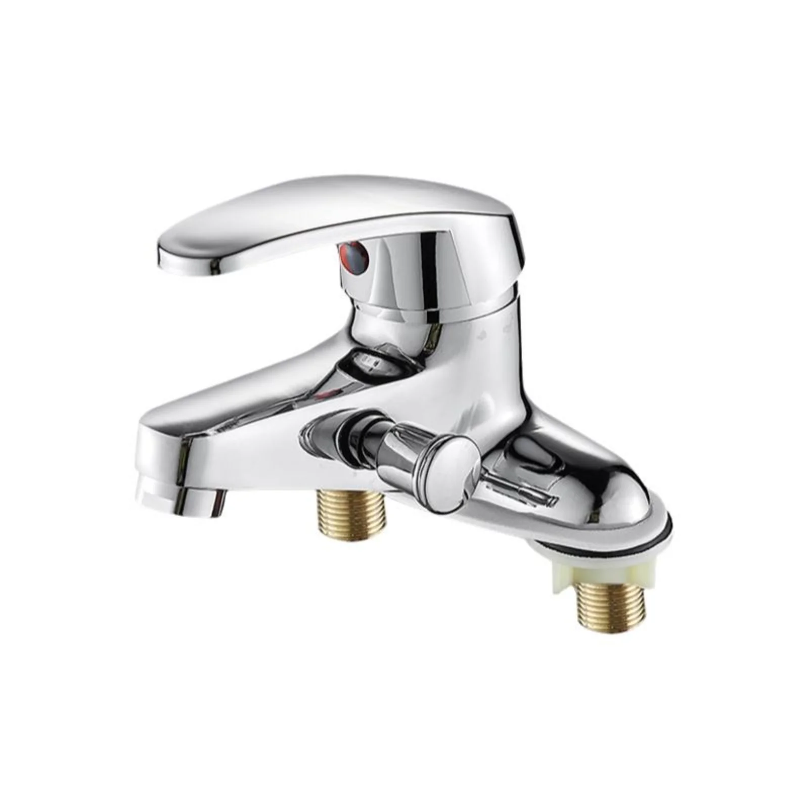 

Sturdy brass bathroom faucet, double-hole basin blender tap with shower sprayer, hot & cold water, wall mounted, silver finish