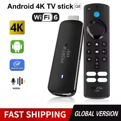 Global Version Q8 Android10 TV Stick Allwinner H313 Chip Wifi6 BT5.0 Voice Remote 4K 60FPS Stream Media Player TV Box IPTV