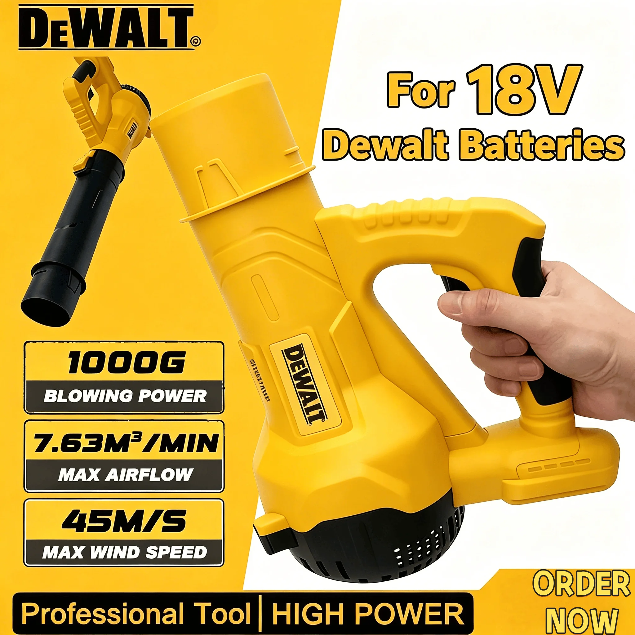 

Аккумуляторная воздуходувка Dewalt 18В с длинной трубкой для сада и двора, для уборки снега и листьев, электроинструмент