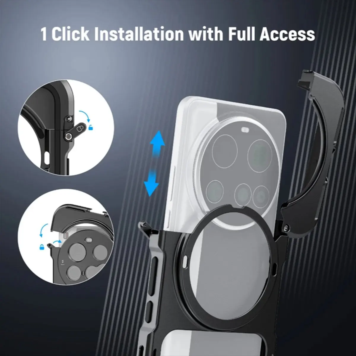 T828C-Phone Cage Kit for 15 Ultra 17mm Threaded Lens Backplate 67mm Threaded Filter Adapter Black HOT
