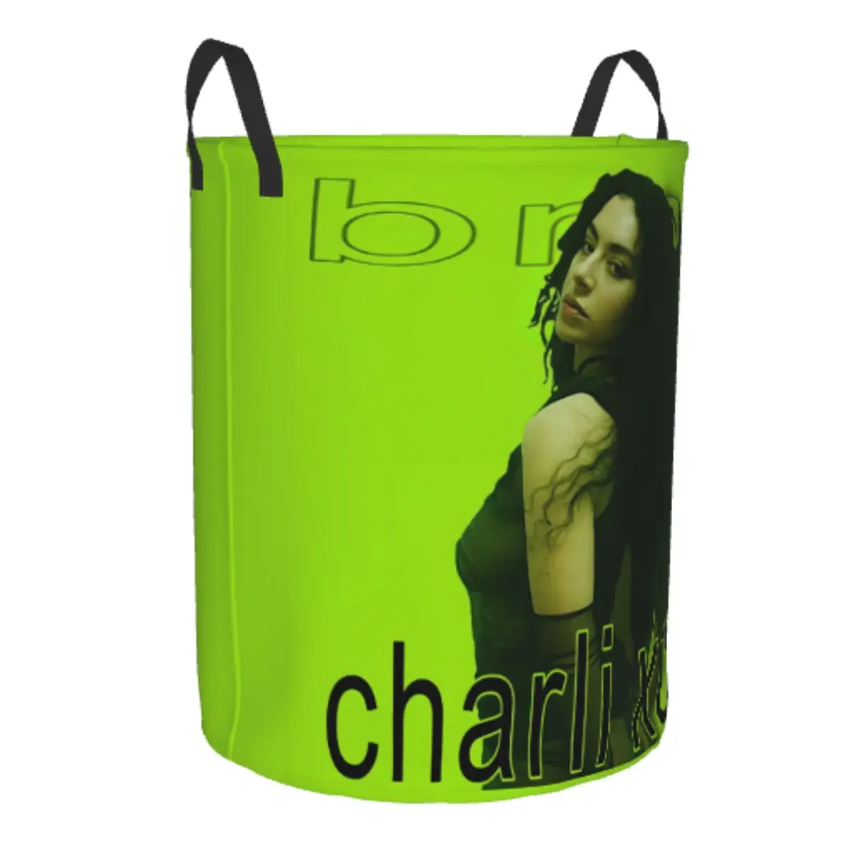 Custom British Singer C-Charli XCX Laundry Basket Collapsible 2024 Brat Album Clothes Hamper for Baby Kids Toys Storage Bag