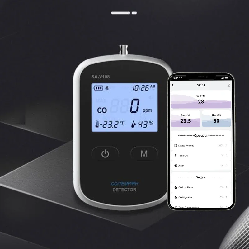 Por Carbon Monoxide detector CO Alarm with WIFI Bluetooth APP Peak Recording Adjus Alarm for Travel rv Camping