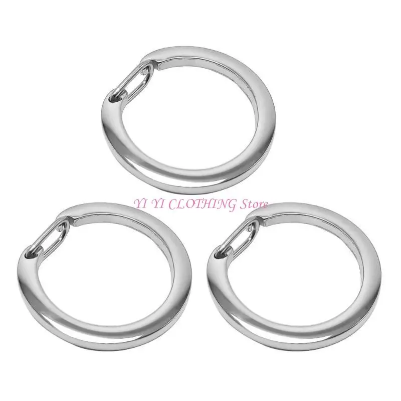 N5KF 3 Pcs Round Spring Clasp Keyring Metal Circular Rings Keyring C Buckle Durable