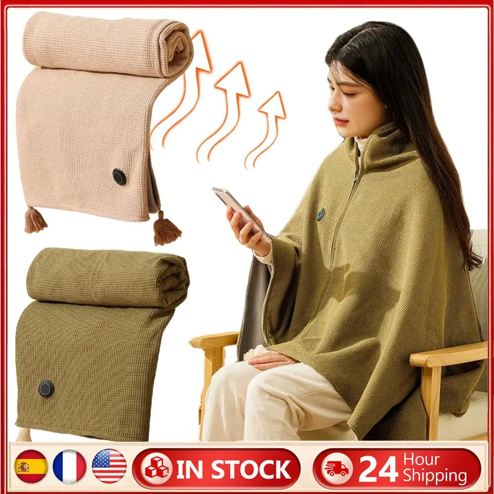 

Wearable USB Electric Heated Blanket 3 Heating Levels USB Heated Blanket Shawl Portable Body Warmer Blanket