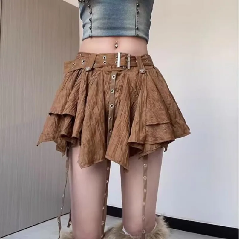 

Women's Short Skirts Kawaii Harajuku Y2k Dresses for Woman Vintage Ballet Irregular Ribbon Clothing Trend High Waist Sexy Sweet