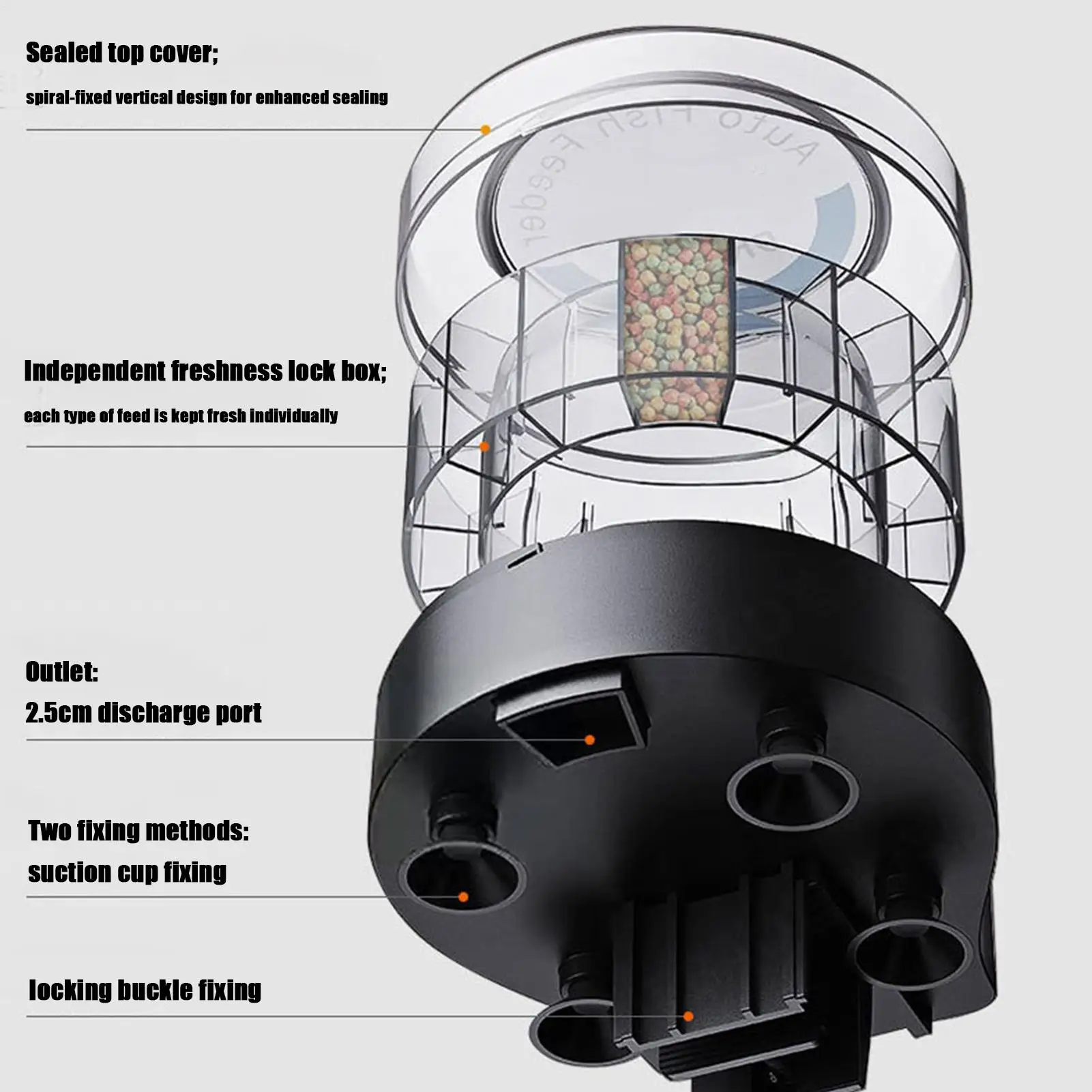 

Fish Tank Automatic Feeder Airtight Container With Separate Compartments 105ml Automatic Fish Tank Feeder For Vacation Turtle
