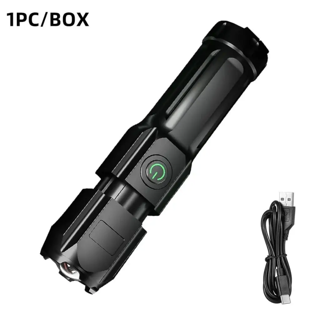 2 Pcs Ultra Bright Lights Strong Light Flashlight Rechargeable Waterproof Powerful LED Flashlight Anti-Slip Side Charging