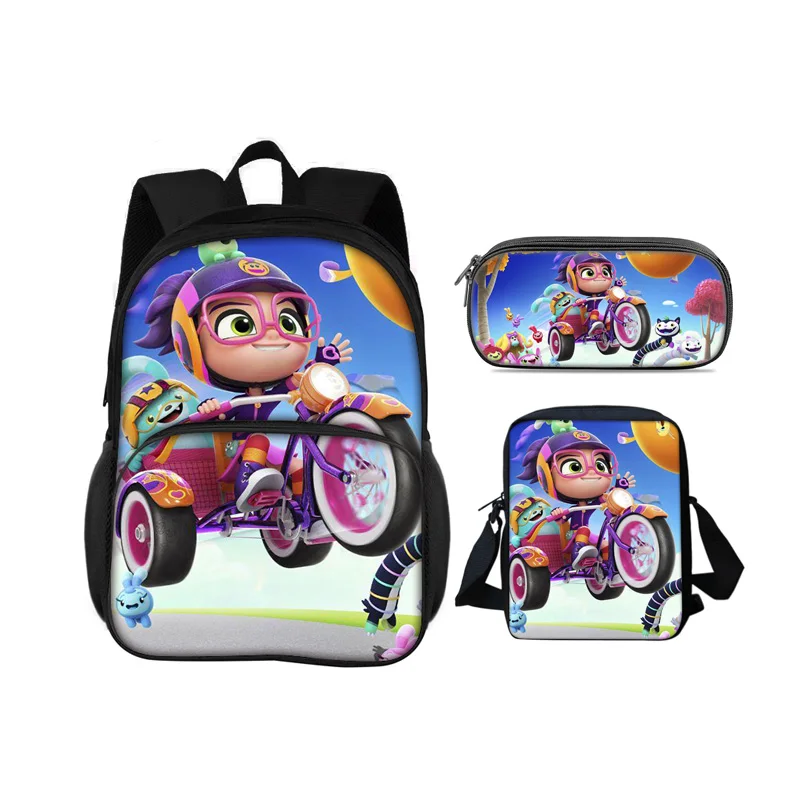 Abby Hatcher Round Front Bag Backpack Pen Bag Shoulder Bag 3Pcs Set Cartoon Print Student Boys and Girls School Birthday Gift