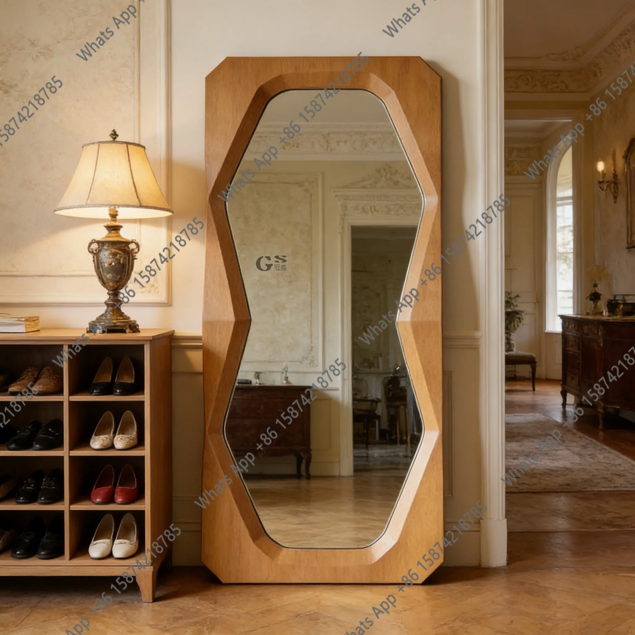 French retro floor mirror, cloakroom fitting mirror, living room wall-hung dressing mirror