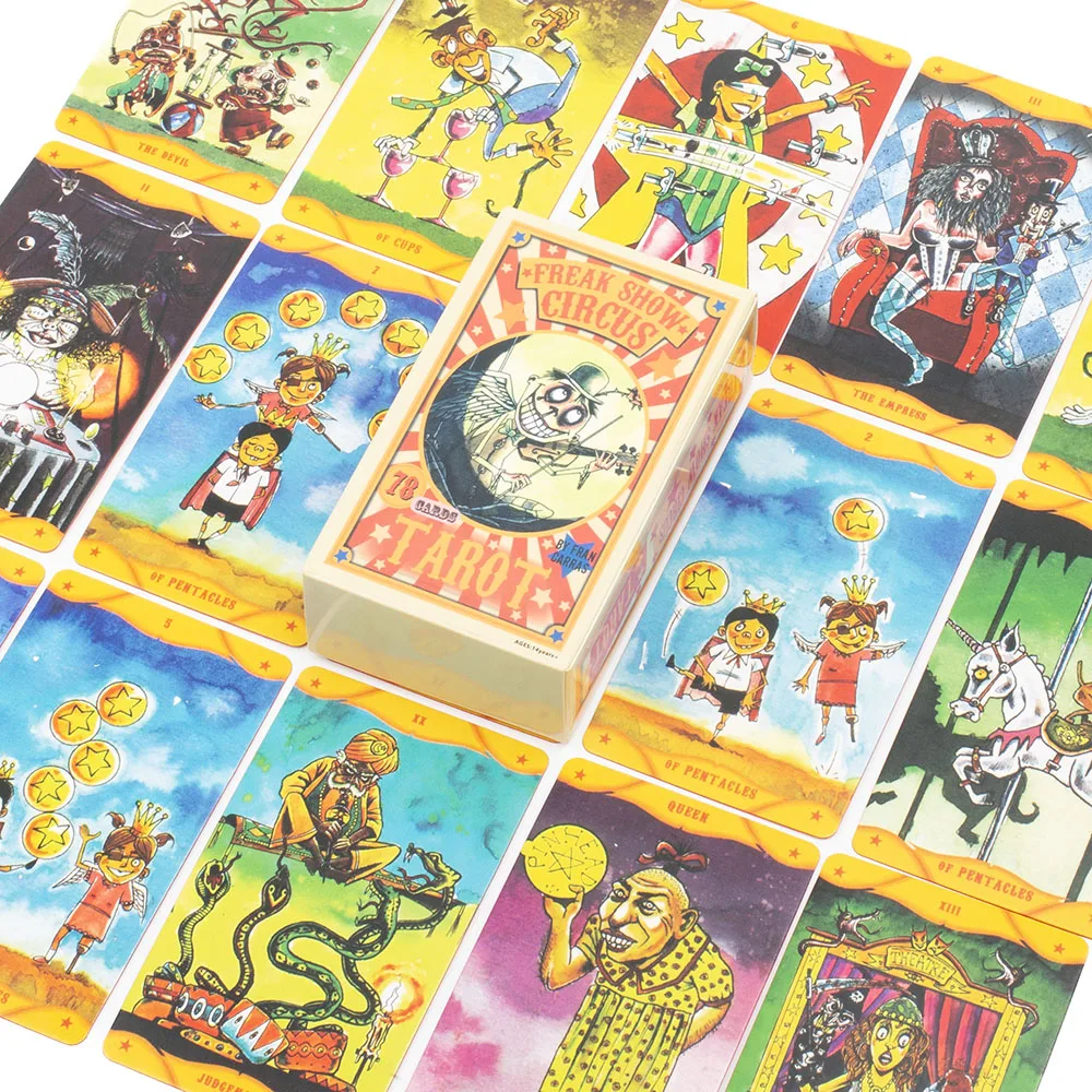 Freak Show Circus English Vision Tarot Cards Playing Games 78pcs Board Game Set with Guidebook for Family Gatherings