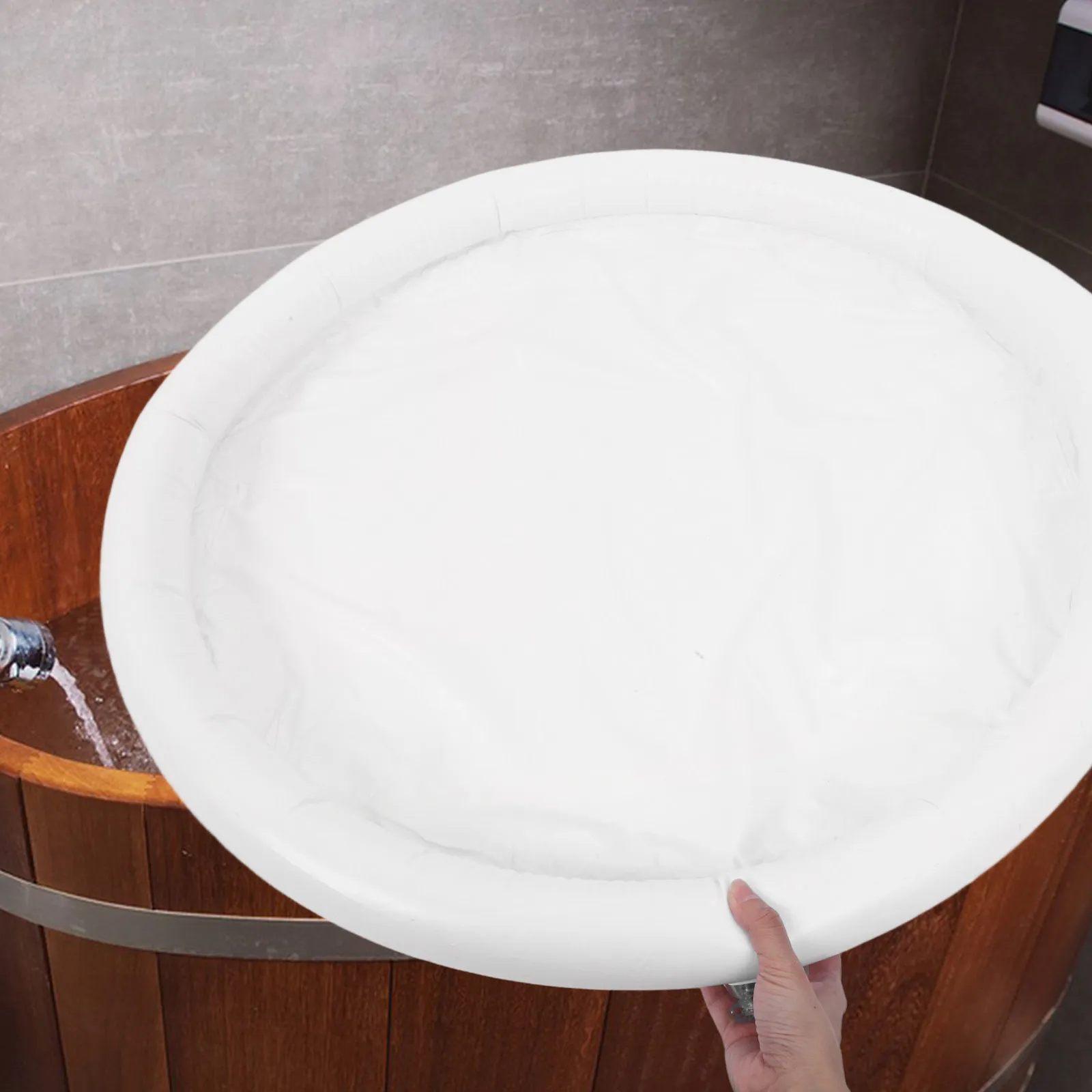 Inflatable Bath Tub Lid Round Foldable Soaking Tub Cover PVC Collapsible Bath Cover Heat Retaining Easy Install