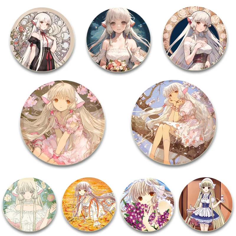 

32/44/58mm Japanese Anime Chobits Tinplate Pins Chi Character Icon Badge Handmade Brooches for Backpack Clothes Decoration