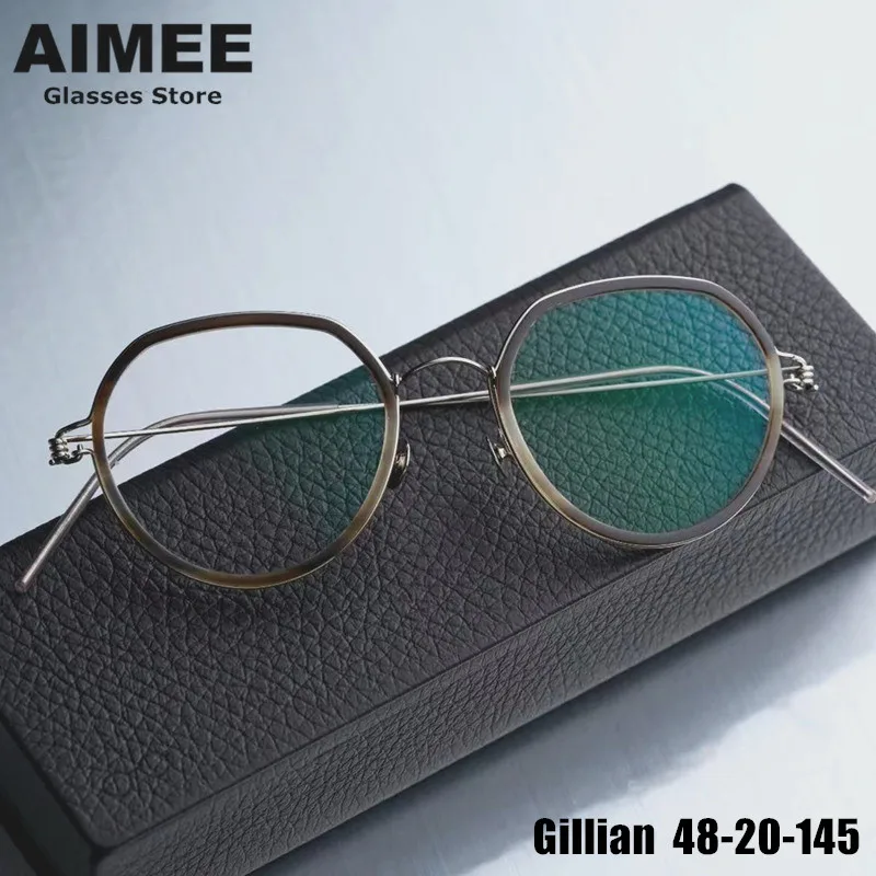 Dänemark Marke Design Titan Legierung Gläser Rahmen Frauen Ultraleicht Brillen Rahmen männer Runde Schraubenlose Brillen Gillian