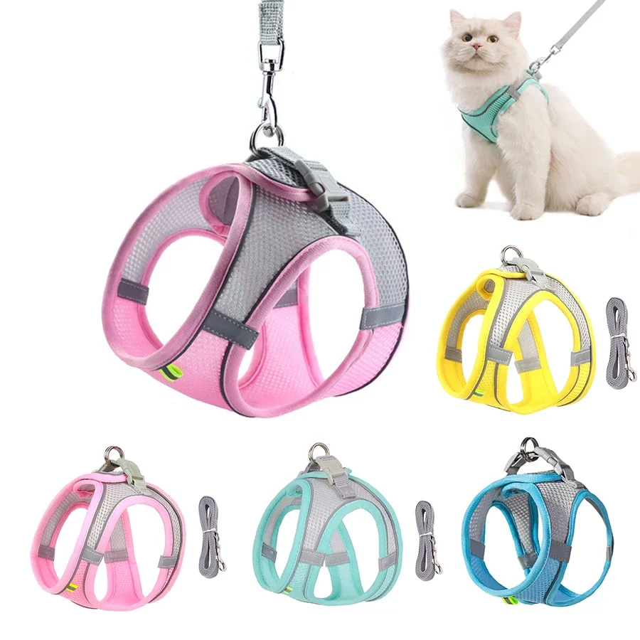 Dog Harness Leash Set for Small Dogs Adjustable Puppy Cat Harness Vest French Bulldog Chihuahua Pug Outdoor Walking Lead Leash