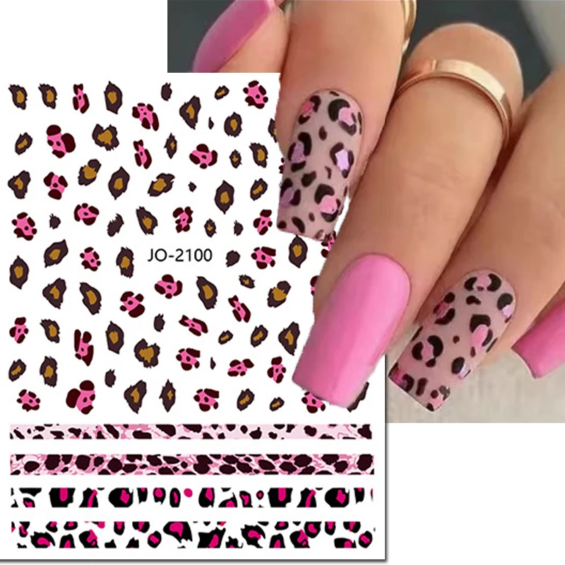 Autocollants 3d pour Nail Art, hiver, violet, marron, noir, imprimés de léopard, nœuds papillon, curseur adhésif, décalcomanies, décorations pour manucure