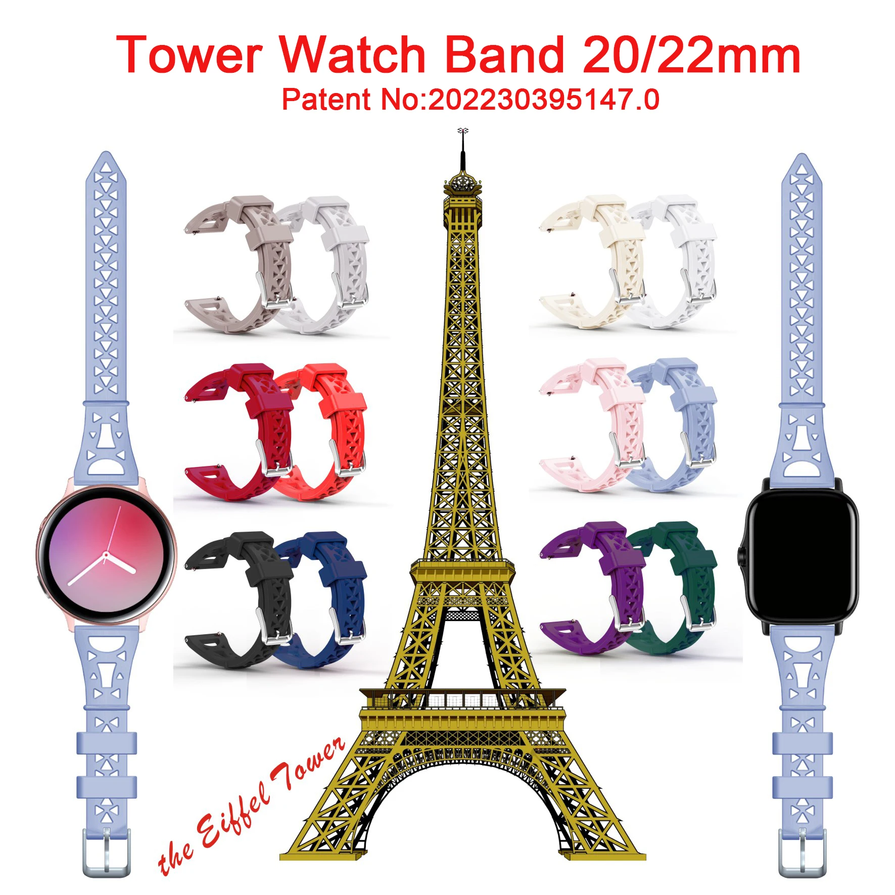 Correa de torre de 20mm y 22mm para Huawei watch GT 4/2e/3 pro, pulsera deportiva de silicona para Galaxy watch 7/6/4/Classic/5/5 pro/Active2