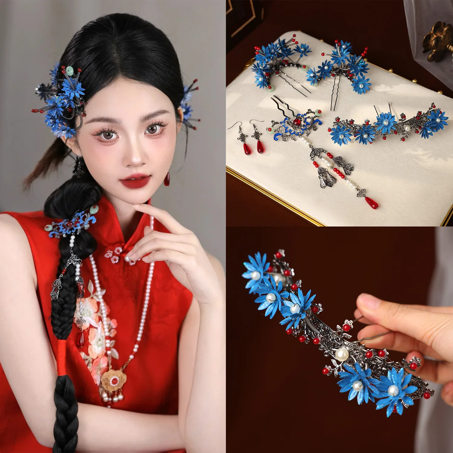 Elegant Hair Stick Kingfisher Feather Style for Wedding Bridal Traditional Chinese Hanfu Accessory Retro Headpiece Jewelry