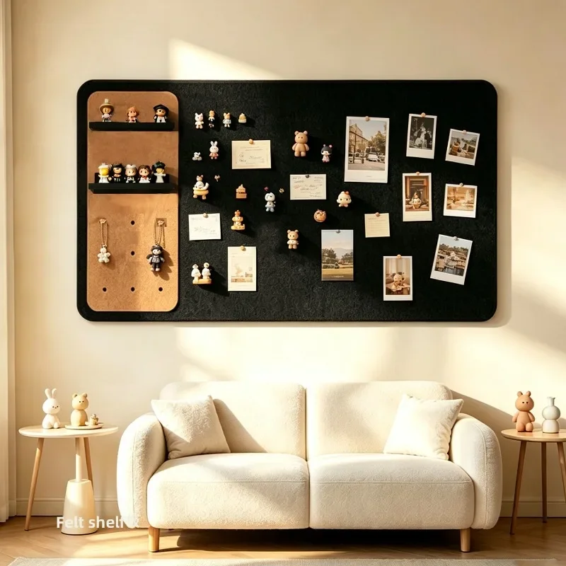 No Drilling Felt Board Photo Wall Backdrop Adhesive Wall Stickers Card Wall Clips Felt Board Photo Wall Photo Wall Display Board