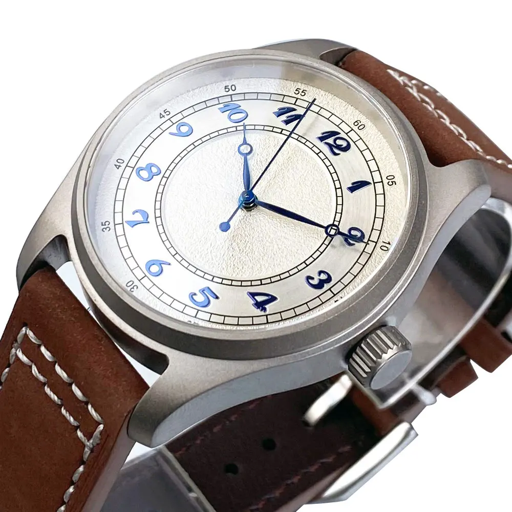 عالية الجودة التيتانيوم حالة الطيار ساعة ميكانيكية الرجال 200 متر مقاوم للماء الغوص Miyota8215/PT5000 حركة ساعة اليد حلقة من جلد