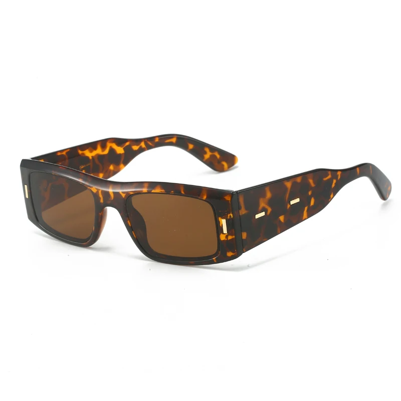Trending Punk Wide Legs Green Sun Glasses Vintage Square Contrast Color Sunglasses Women Shades UV400 Fashion Leopard Orange Men