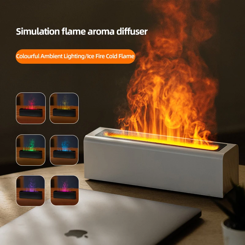Colorful Simulation Flame Diffuser USB Plug-in Fragrance Office Home Flame Humidification Diffuser Diffuser