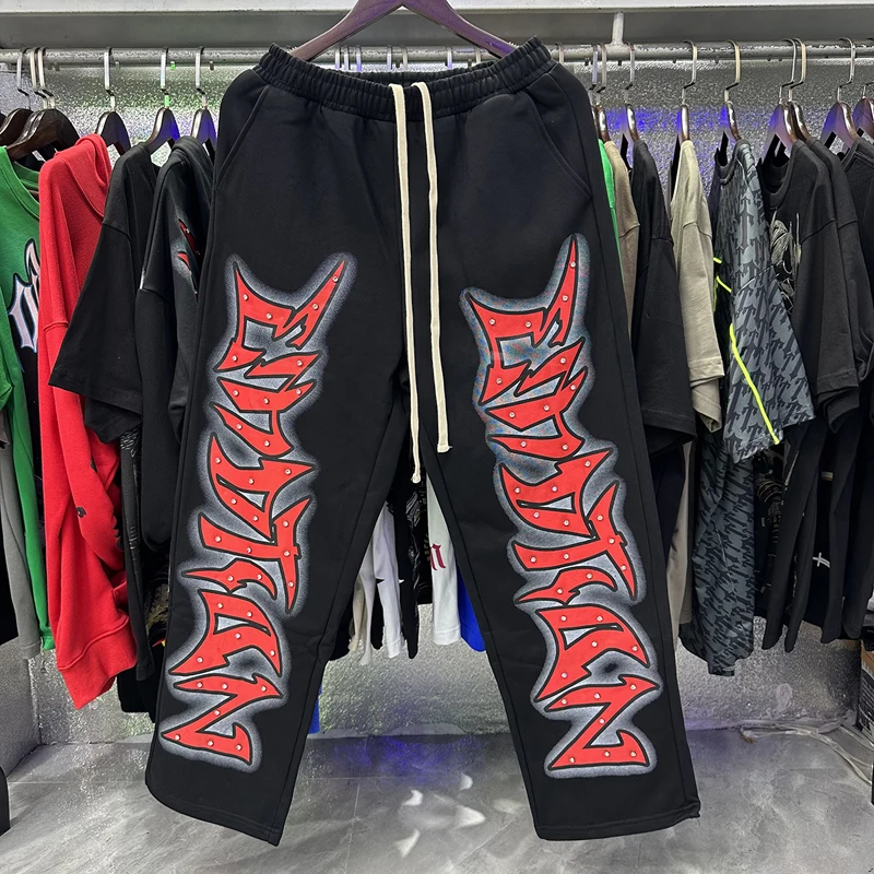 

Брюки СМЕШАННЫЕ ЭМОЦИИ, классические черные свободные брюки с простым буквенным принтом, спортивные штаны на шнурке, мужские повседневные брюки