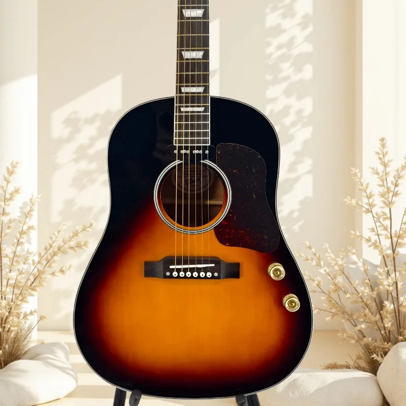 Hot Sales J160 Acoustic Electric Guitar Vintage Sunburst Gloss Finish Solid Top Mahogany Back Side 6 String Folk Guitar Beginner