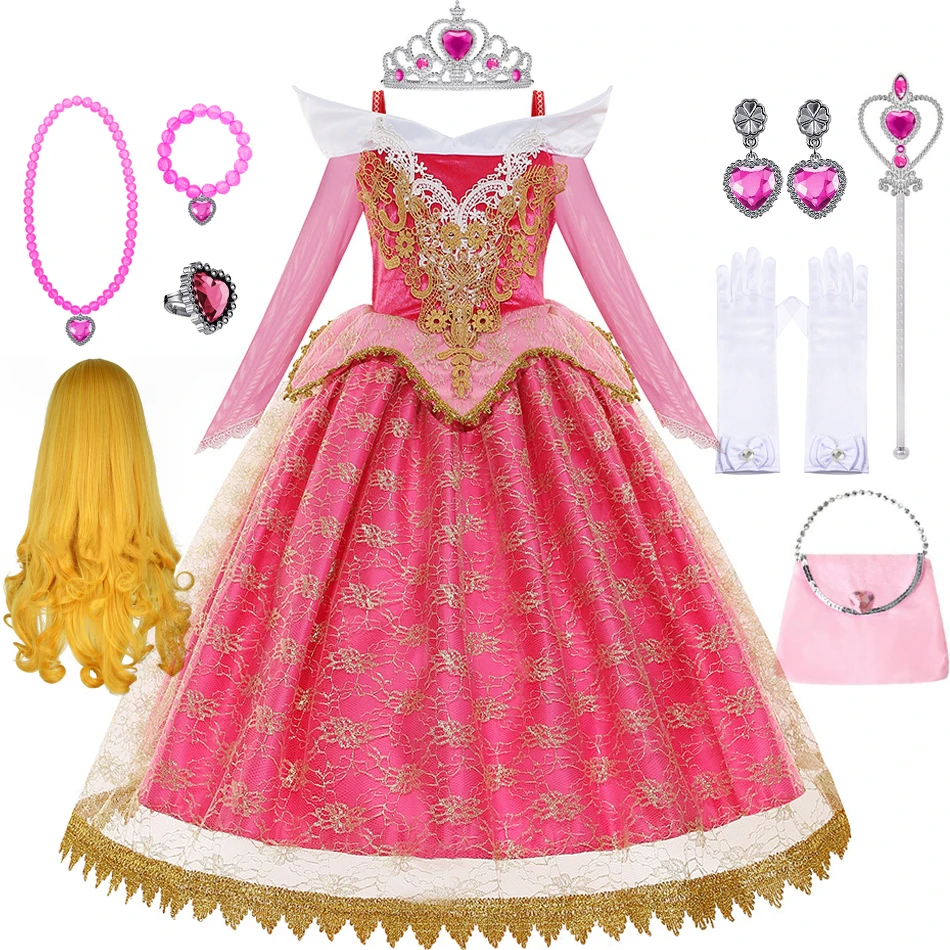 Sleeping Beauty Aurora Princess Dress for Girls Birthday Party Vestidos Role Play Costume Masquerade Carnival Cosplay Dress Up