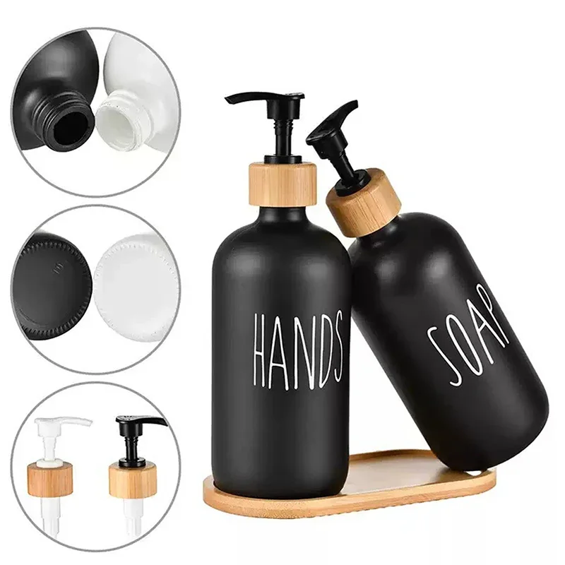 

2 шт., дозатор мыла с буквами, кухонная посуда и бутылка для мыла для рук, многоразовая бутылка для дезинфицирующего средства для рук на столешнице для ванной комнаты, 500 мл/16 унций