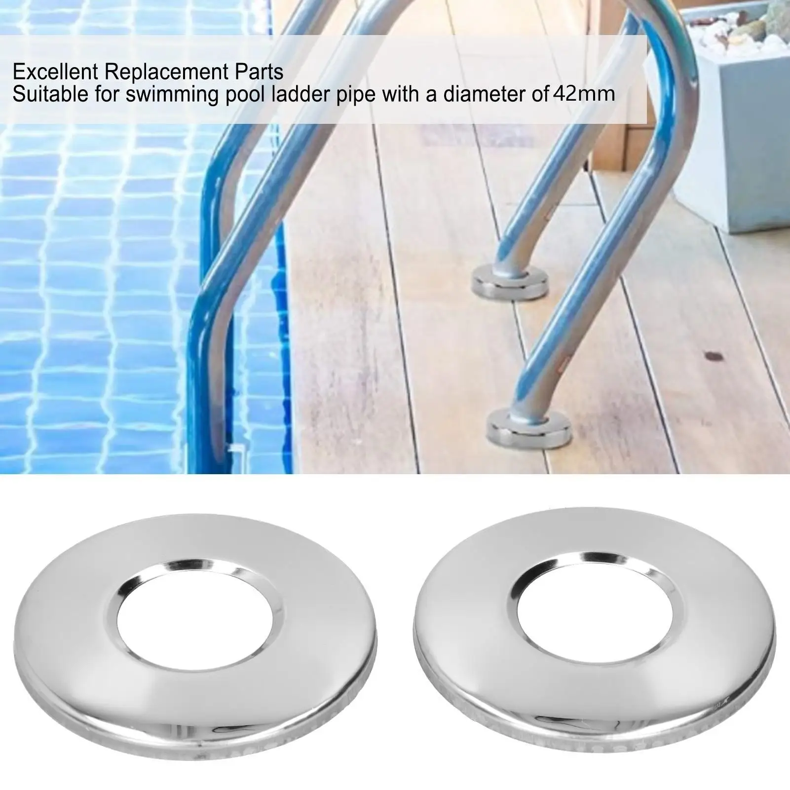 2Pcs Stainless Steel Pool Ladder Cover Plates Portable Replacement - Detachable Glossy Patch Faucet Decor