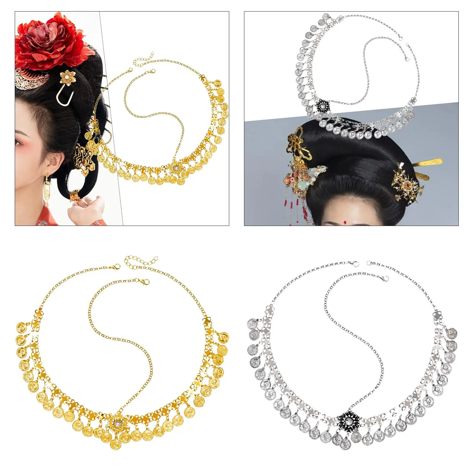 Head Chain Jewelry Accessories Decor Boho for Women Stylish Hair Chain Forehead Chain for Bride Party Costume Prom Masquerade