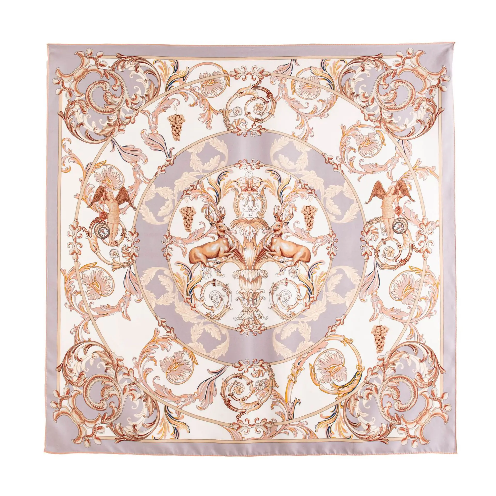 High-grade mulberry silk handmade roll double-sided printed square scarf commuting outside shawl