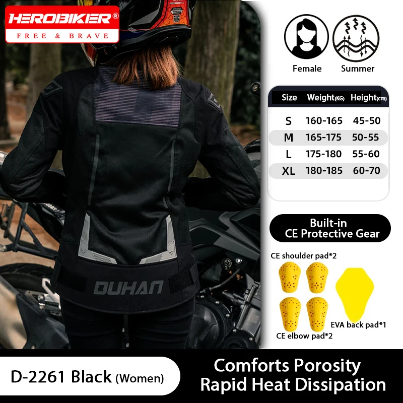 

Women Slim Fit Motorcycle Riding Jacket Breathable Mesh Motorbike Jacket Coat Anti-Fall Moto Clothes Summer Motorcycle Equipment