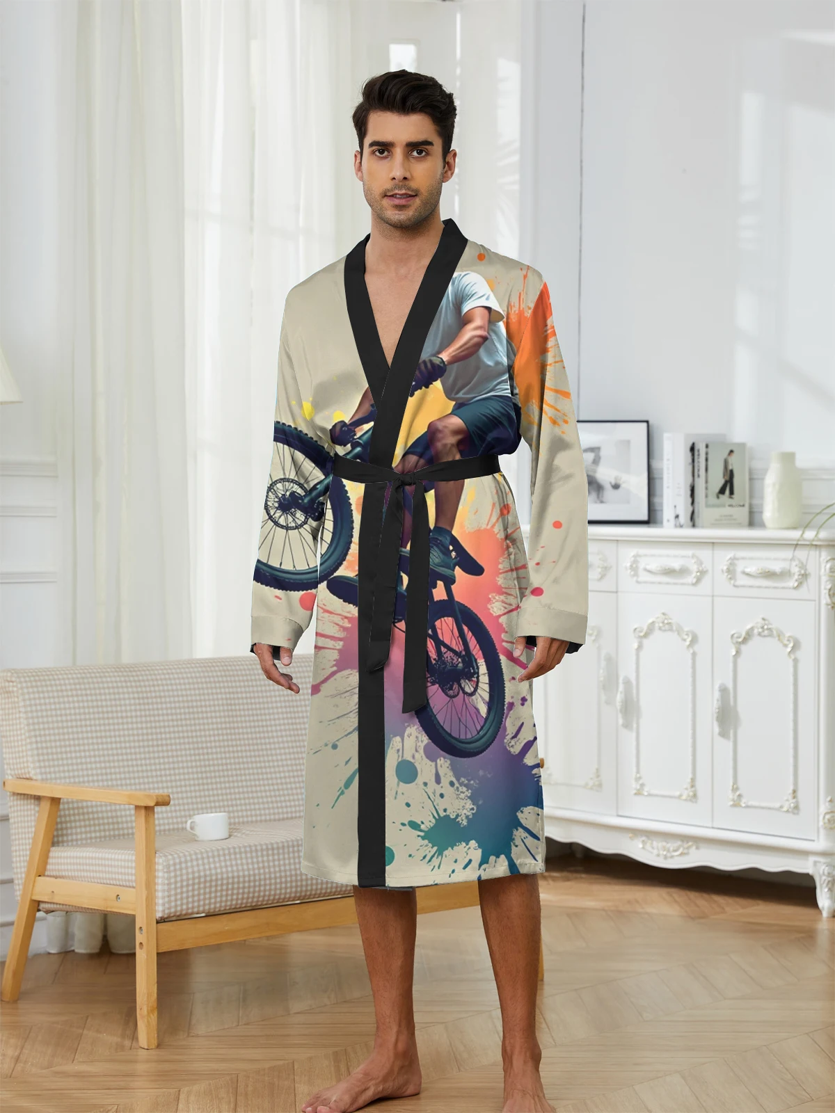 1pcs Men's Robes 2026 Spring/Summer dressing gown Bathrobe man Funny pajamas 3D Printed Breathable Graphic robe Robes